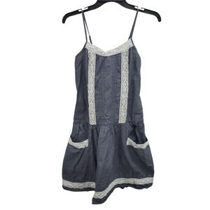 Mossimo Y2K Women's Gray Chambray Cutsey Country Pinafore Mini Babydoll Dress‎ S